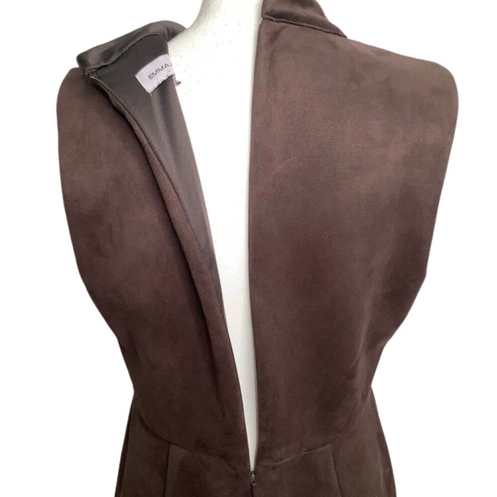 Emma & Michele Brown Faux Suede Sleeveless Dress Mock Neck Button Detail 10 - Picture 5 of 7